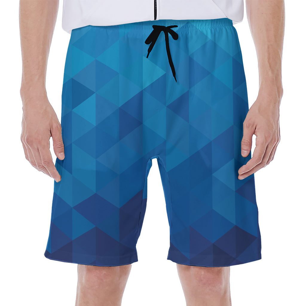 Blue Geometric Triangle Pattern Print Men's Beach Shorts