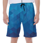 Blue Geometric Triangle Pattern Print Men's Beach Shorts
