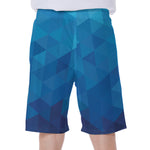 Blue Geometric Triangle Pattern Print Men's Beach Shorts