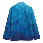 Blue Geometric Triangle Pattern Print Men's Blazer