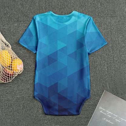 Blue Geometric Triangle Pattern Print Men's Bodysuit