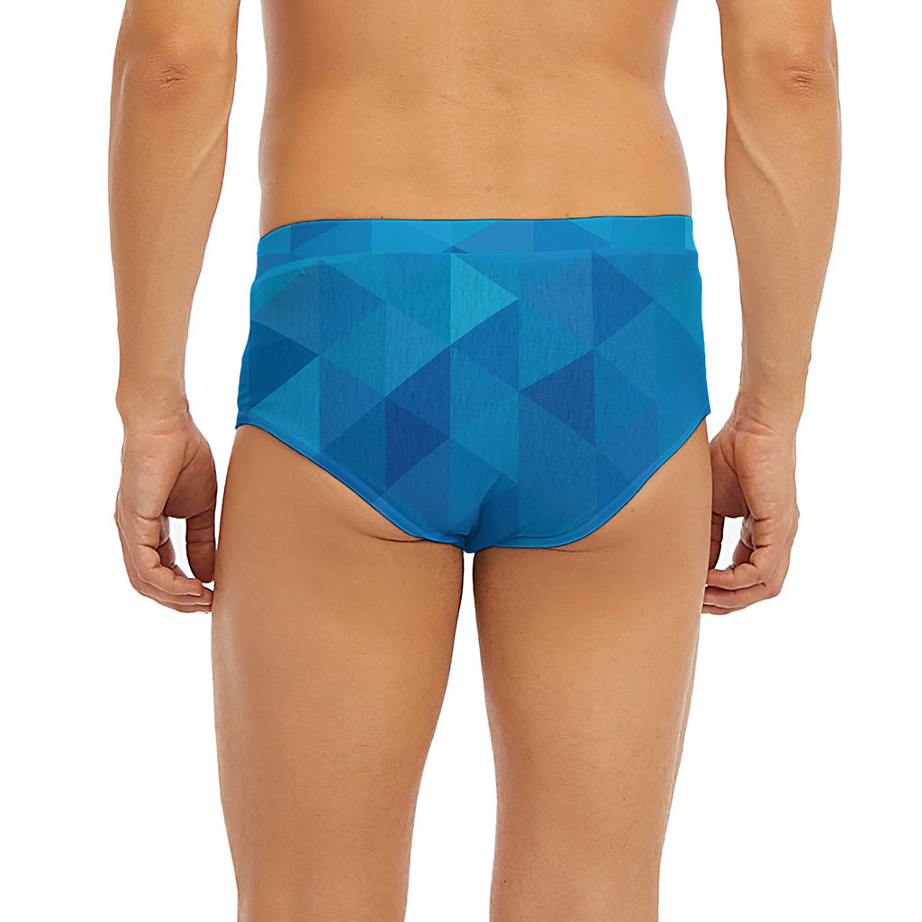 Blue Geometric Triangle Pattern Print Men's Briefs