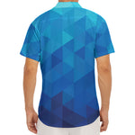 Blue Geometric Triangle Pattern Print Men's Deep V-Neck Shirt