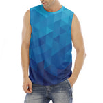 Blue Geometric Triangle Pattern Print Men's Fitness Tank Top