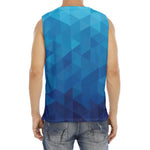 Blue Geometric Triangle Pattern Print Men's Fitness Tank Top