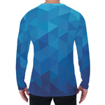 Blue Geometric Triangle Pattern Print Men's Long Sleeve T-Shirt