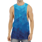 Blue Geometric Triangle Pattern Print Men's Muscle Tank Top