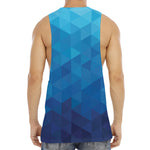 Blue Geometric Triangle Pattern Print Men's Muscle Tank Top
