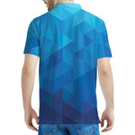 Blue Geometric Triangle Pattern Print Men's Polo Shirt