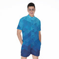 Blue Geometric Triangle Pattern Print Men's Romper