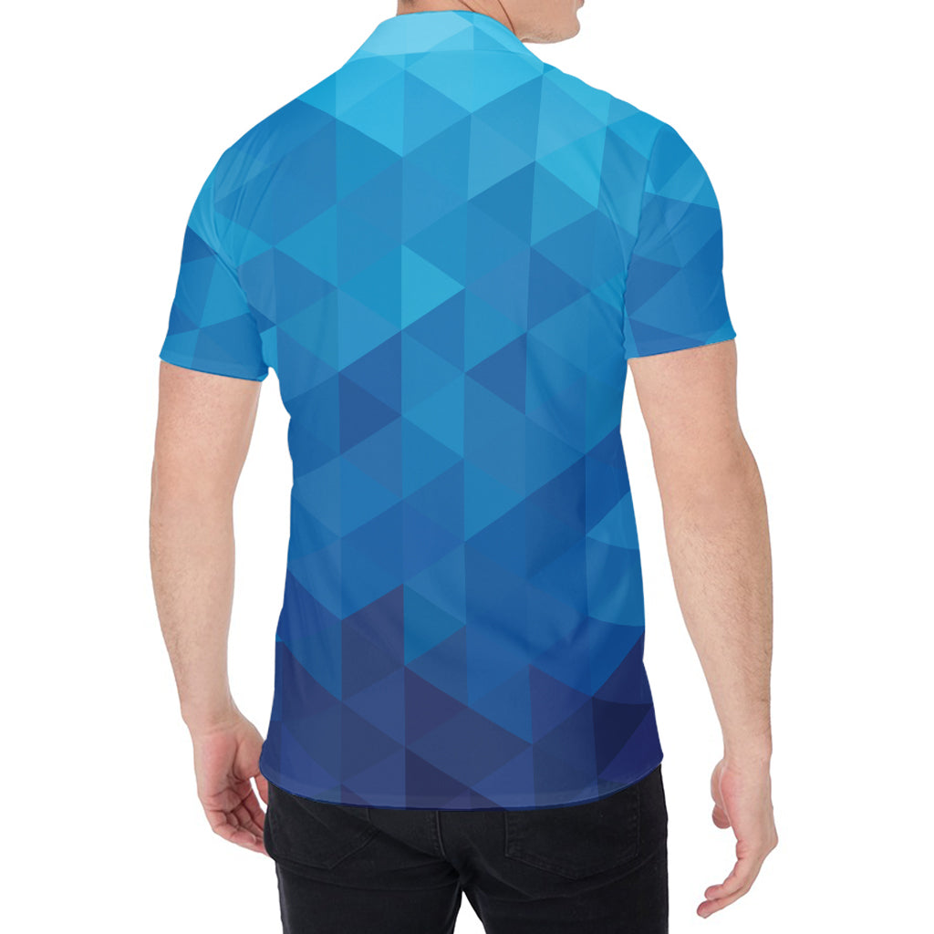 Blue Geometric Triangle Pattern Print Men's Shirt