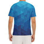 Blue Geometric Triangle Pattern Print Men's Short Sleeve Rash Guard