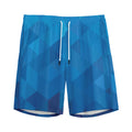 Blue Geometric Triangle Pattern Print Men's Athletic Shorts