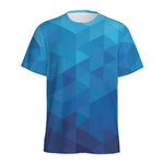 Blue Geometric Triangle Pattern Print Men's Sports T-Shirt