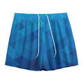 Blue Geometric Triangle Pattern Print Mesh Shorts