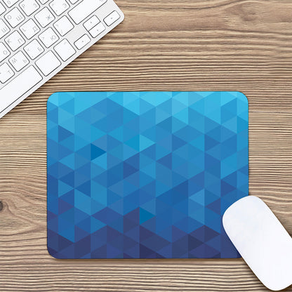 Blue Geometric Triangle Pattern Print Mouse Pad