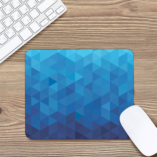Blue Geometric Triangle Pattern Print Mouse Pad