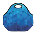 Blue Geometric Triangle Pattern Print Neoprene Lunch Bag