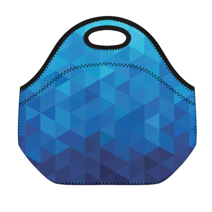 Blue Geometric Triangle Pattern Print Neoprene Lunch Bag