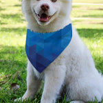 Blue Geometric Triangle Pattern Print Over The Collar Dog Bandana