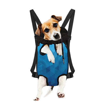 Blue Geometric Triangle Pattern Print Pet Carrier Backpack