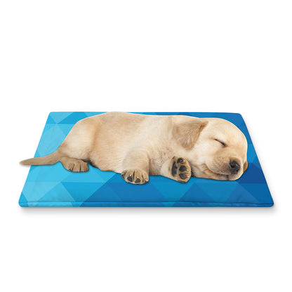 Blue Geometric Triangle Pattern Print Pet Cooling Mat Cover