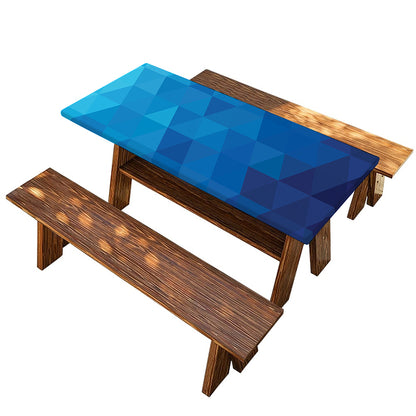 Blue Geometric Triangle Pattern Print Picnic Table Cover