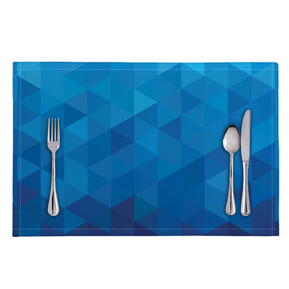 Blue Geometric Triangle Pattern Print Placemat