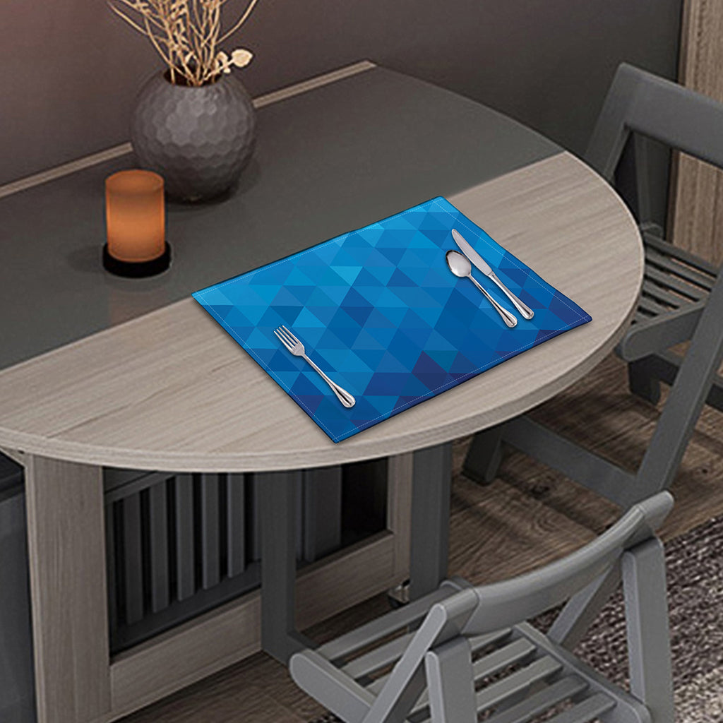 Blue Geometric Triangle Pattern Print Placemat