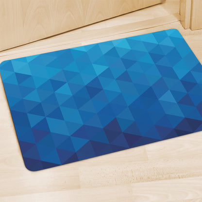 Blue Geometric Triangle Pattern Print Polyester Doormat