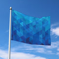 Blue Geometric Triangle Pattern Print Polyester Flag