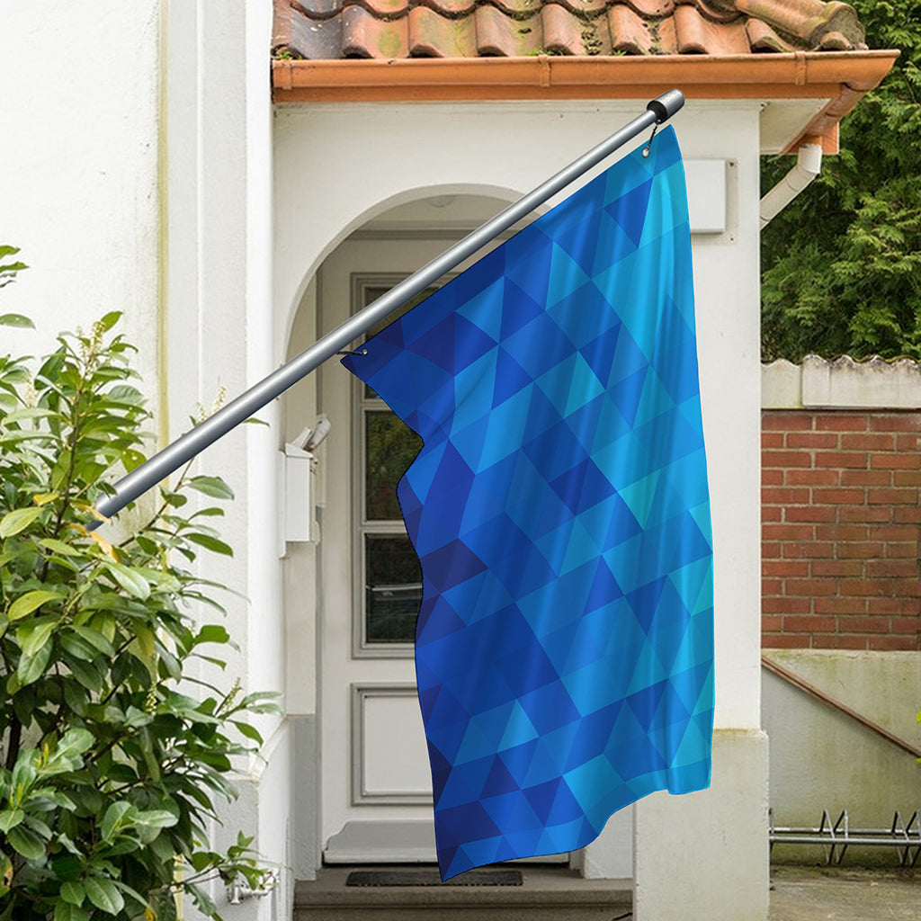 Blue Geometric Triangle Pattern Print Polyester Flag