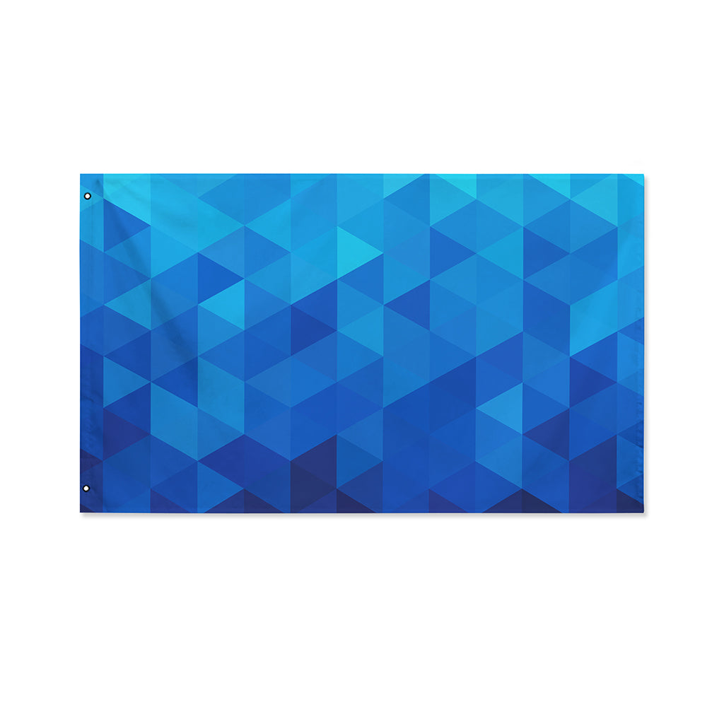 Blue Geometric Triangle Pattern Print Polyester Flag