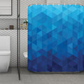 Blue Geometric Triangle Pattern Print Polyester Shower Curtain