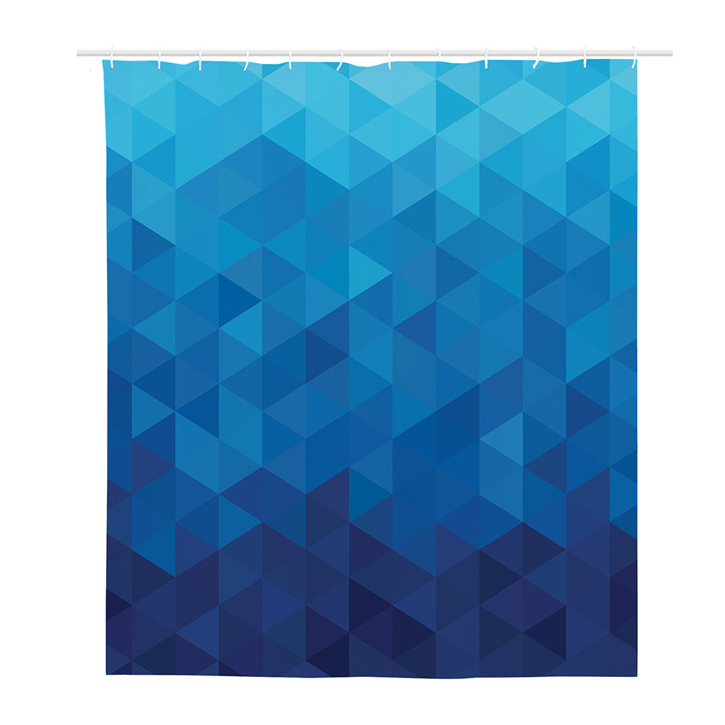 Blue Geometric Triangle Pattern Print Polyester Shower Curtain