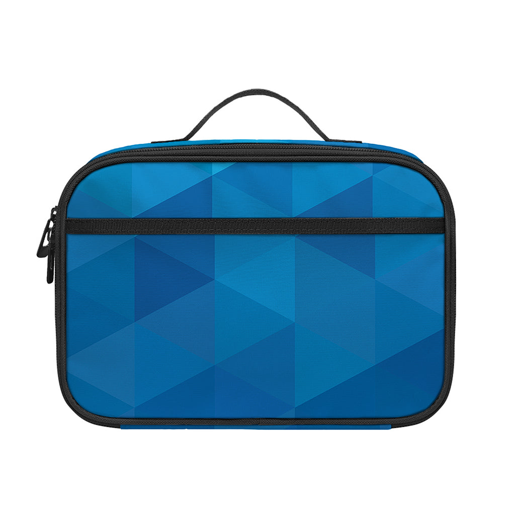 Blue Geometric Triangle Pattern Print Portable Lunch Bag