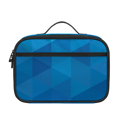Blue Geometric Triangle Pattern Print Portable Lunch Bag