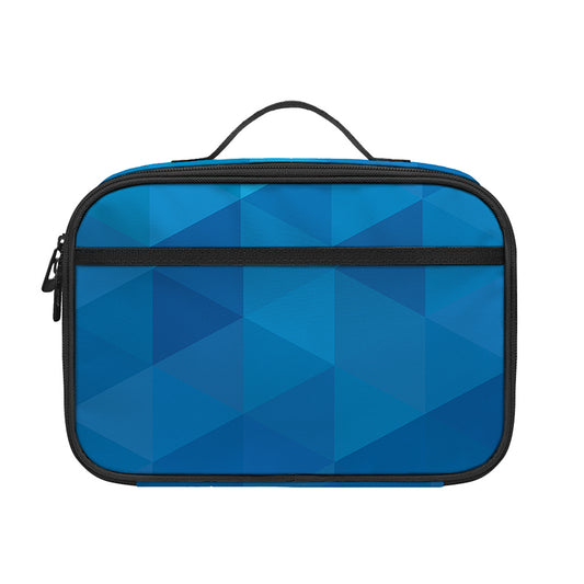 Blue Geometric Triangle Pattern Print Portable Lunch Bag