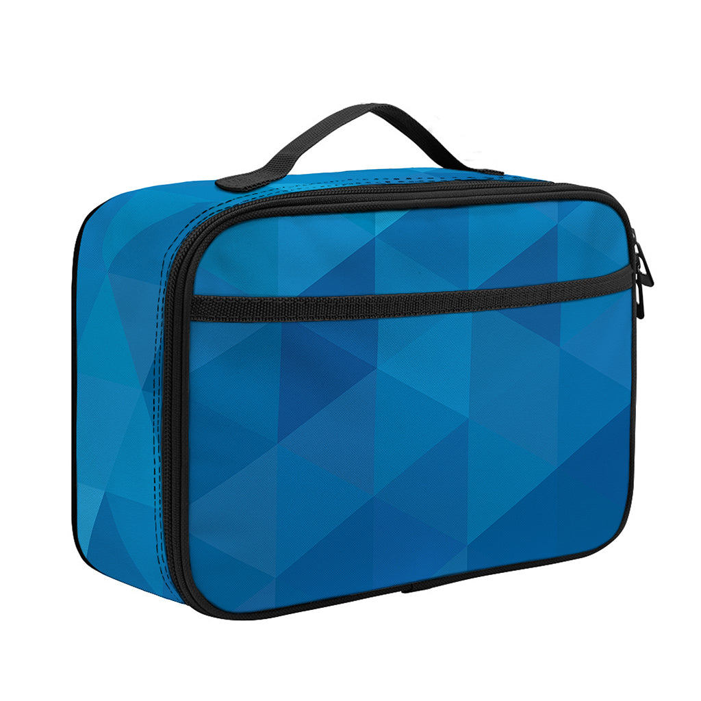 Blue Geometric Triangle Pattern Print Portable Lunch Bag