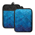Blue Geometric Triangle Pattern Print Pot Holders With Pocket