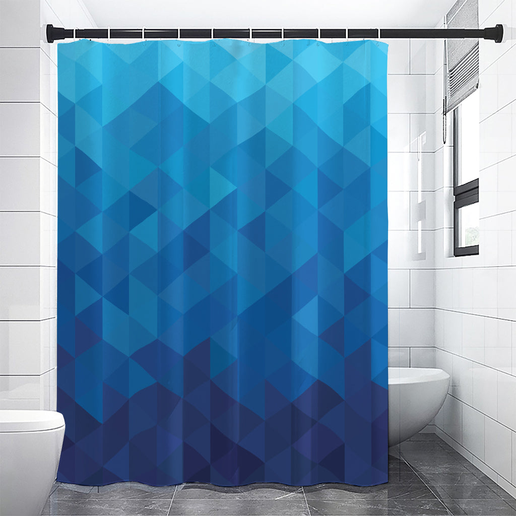 Blue Geometric Triangle Pattern Print Premium Shower Curtain