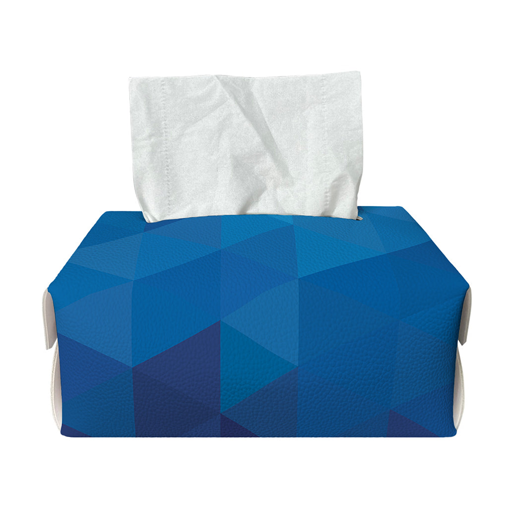 Blue Geometric Triangle Pattern Print Rectangle Tissue Box Cover