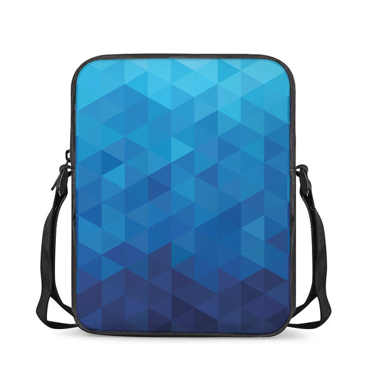 Blue Geometric Triangle Pattern Print Rectangular Crossbody Bag