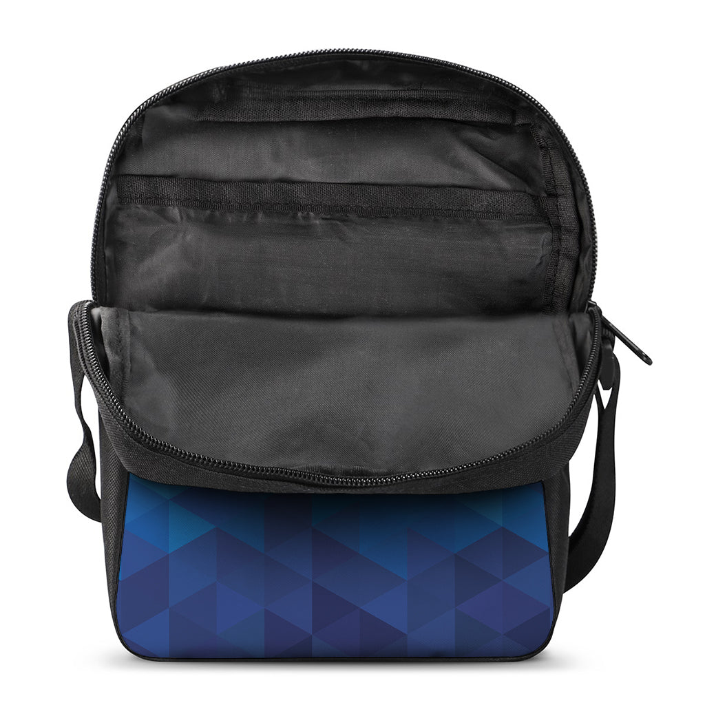 Blue Geometric Triangle Pattern Print Rectangular Crossbody Bag
