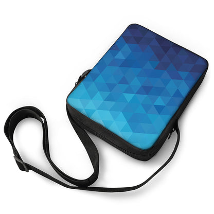 Blue Geometric Triangle Pattern Print Rectangular Crossbody Bag