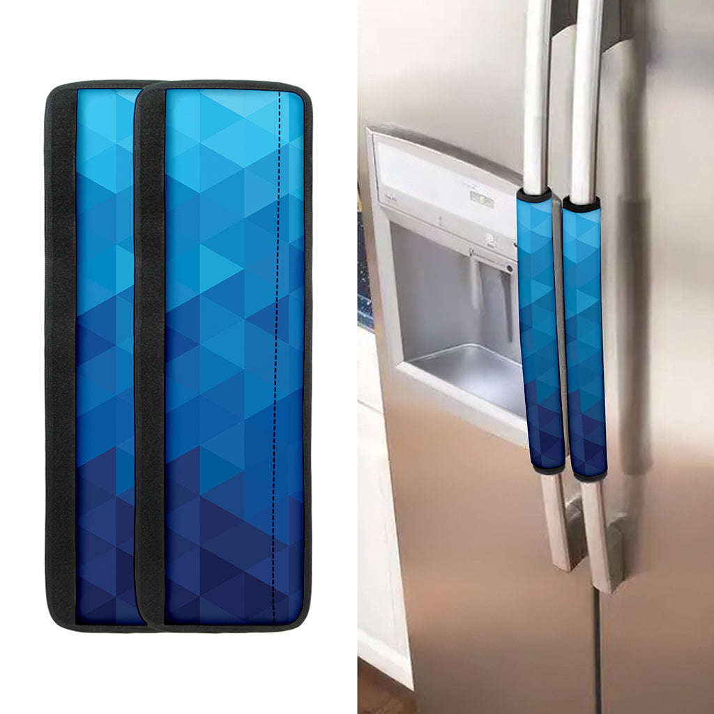 Blue Geometric Triangle Pattern Print Refrigerator Handle Covers