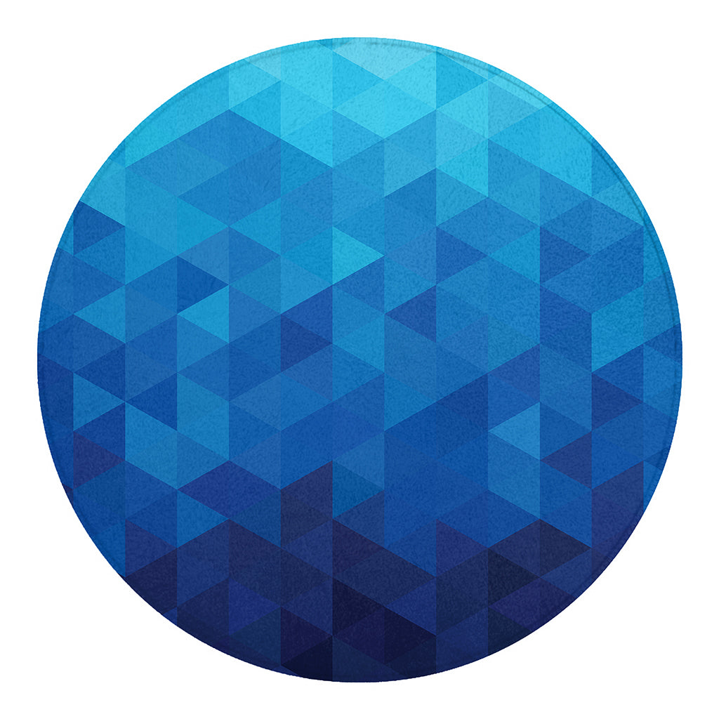 Blue Geometric Triangle Pattern Print Round Blanket