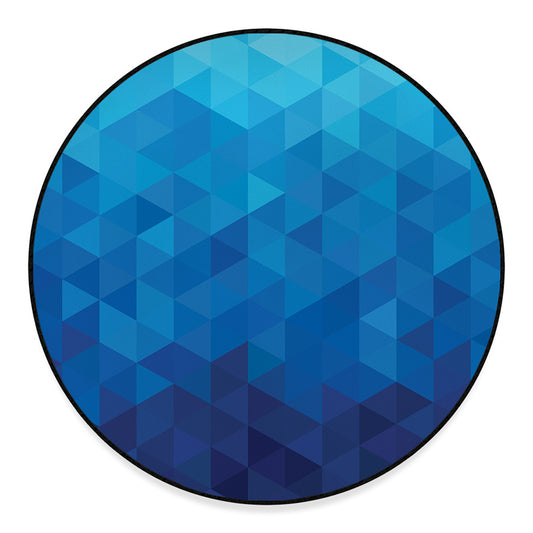 Blue Geometric Triangle Pattern Print Round Floor Mat