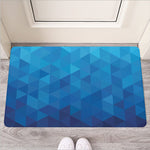 Blue Geometric Triangle Pattern Print Rubber Doormat
