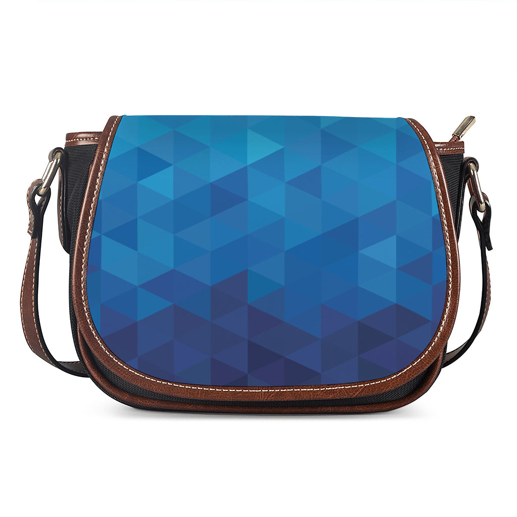 Blue Geometric Triangle Pattern Print Saddle Bag